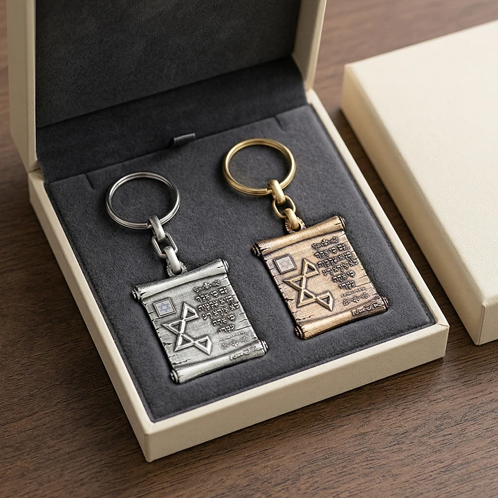 מחזיק מפתחות ייחודי עם ברכת הדרך באנגלית ושבב תנ"ך – תמונה 3