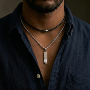 Pillar of Faith Necklace with Nano Bible Chip – Minimalist Design, Eternal Messag