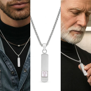 Pillar of Faith Necklace with Nano Bible Chip – Minimalist Design, Eternal Messag