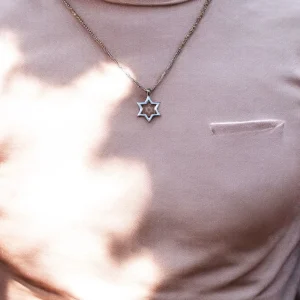 שרשרת מגן דוד עם שבב תנ"ך – אמונה וחדשנות בסמל נצחי