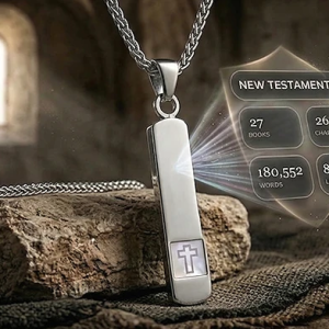 Pillar of Faith Necklace with Nano Bible Chip – Minimalist Design, Eternal Messag