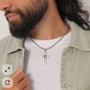 The Faith & Heritage Cross: Nano-Bible Men’s Stainless Steel Necklace