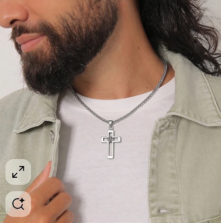 The Faith & Heritage Cross: Nano-Bible Men’s Stainless Steel Necklace - Image 4