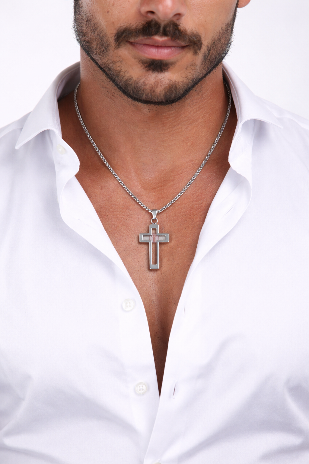 The Faith & Heritage Cross: Nano-Bible Men’s Stainless Steel Necklace - Image 3
