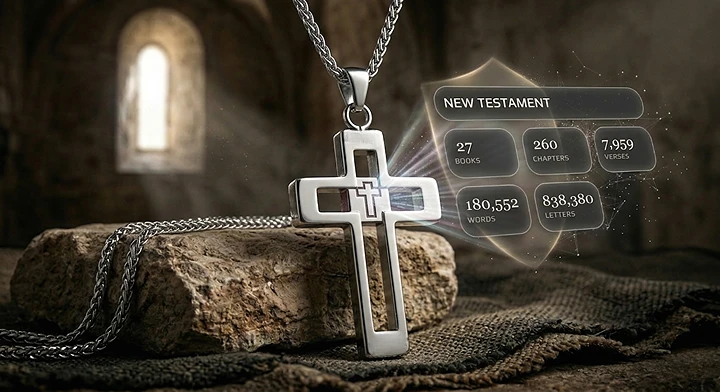 The Faith & Heritage Cross: Nano-Bible Men’s Stainless Steel Necklace - Image 2